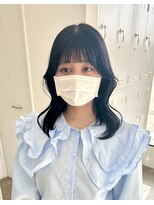 ノートエートル 西金沢(Nought etre)&nbsp;顔まわりレイヤー/ツヤ髪スタイル/ブルーブラック