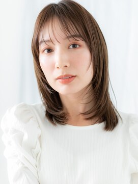 ツヤ髪オリーブブラウンレイヤーロングj古河20代30代40代