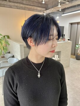 フラッグ ヘアー 天神西通り店(Flag HAIR) ハンサムショート　ネイビーブルー
