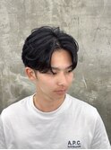 韓国マッシュセンターパートツーブロックメンズハイライトウルフ