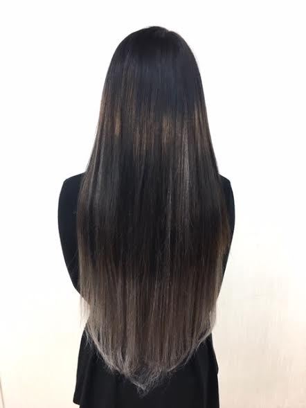 黒髪×グレージュ#シールエクステ#グラデーションカラー#小倉