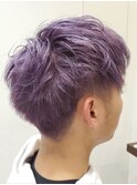 ラベンダーアッシュ/メンズ/マッシュ/2ブロ/バイオレット/成田