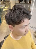 七三アップバング×ピンパーマ