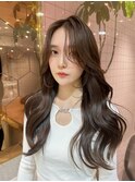 大人ガーリー/前髪/顔周りレイヤー×ブリーチなし韓国ヘア[新宿]