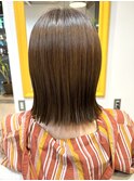 切りっぱなしバブ タッセルカット 結べる長さのボブ