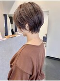 大人ショートボブ白髪ぼかしハイライトベージュ髪質改善