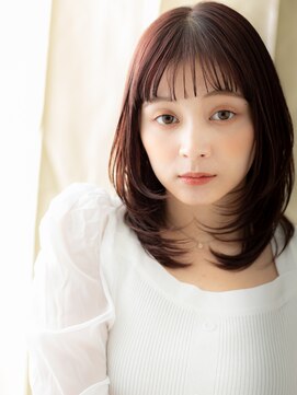 カバーヘア ブリス 上尾西口店(COVER HAIR bliss) オン眉顔回りレイヤーウルフミディアムTc3上尾20代30代40代