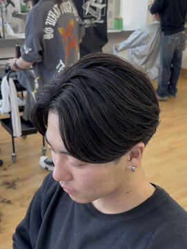 ビカムメンズヘアー 栄店(become men's hair) 曲がる縮毛矯正で作るニュアンスパーマ/センターパート/メンズ