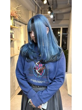 ダブルカラー　ブルーカラー　エンドカラー　レイヤーカット