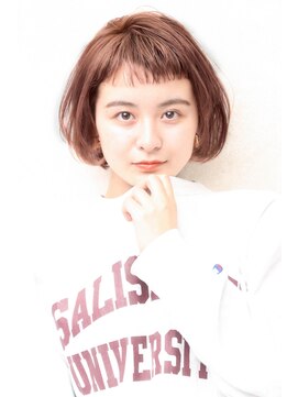 シトロン ブラン(CITRON blanc) Aラインボブ　カールボブ　オン眉　くすみピンク