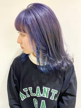 フォーク FOLK 【FOLK】表面パープルインナーブルー☆似合わせ外ハネミディ♪