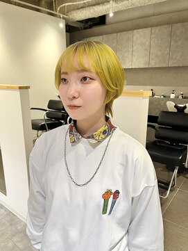 カフ(CAF) CAF FUKO/イエロー/ルーツカラー/ショートウルフ/大阪/心斎橋