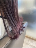 《深みとツヤのブラウン★レッド系裾カラー》遊び心あるミディ♪