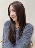 顔周りレイヤーカットくびれヘアミルクティーベージュカラー