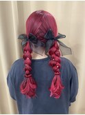 三つ編みツインテール