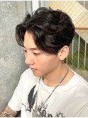 韓国マッシュスペインカールスパイーキーショートブルーブラック