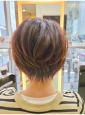 イメチェン丸みショートナチュラルレイヤーボブ30代40代50代ｍ