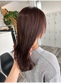 ピンクベージュ×レイヤーカット
