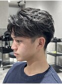 刈り上げニュアンスフェザーパーマ毛流れパーマセンターパート