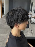 メンズカットマッシュソフトツイスト刈り上げなしミニウルフ