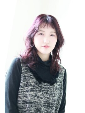 ステラ ヘア デザイン サロン(STELLA hair design salon) オン眉　ゆるレイヤー　モーブピンク　ブリーチ無し　S