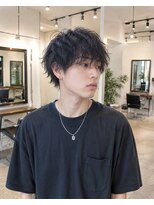 MEN's Baguz MEN'Sカット/ MEN'Sパーマ/ MEN'Sカラー 濡れ感無造作ウェーブ韓国風メンズマッシュ束感パーマ