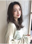 大人かわいいかきあげ前髪濡れ髪シアーカラー20代30っっさ40