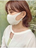 レイヤーボブ レイヤーカット ウルフ ピンクベージュ