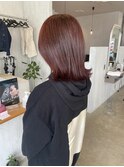 20代30代髪質改善つやカラーチェリーレッド外ハネボブ