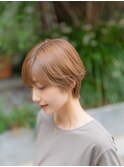 大人かわいい前髪長めナチュラルショートカット/30代40代50代