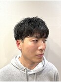 セット時短ビジネスヘアツーブロック癖毛風ナチュラルパーマ