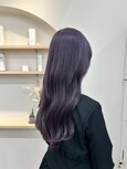 パープルラベンダーカラー暗めカラーブリーチダブルカラー横浜駅