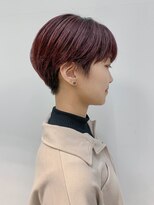 テトヘアー(teto hair)&nbsp;マッシュショート、ショートヘア、チェリーレッド