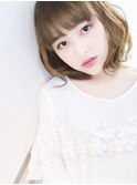 愛され大人かわいいゆるふわマロンベージュミディボブ 20代30代