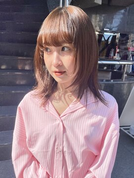 ラミエバイメルト 下北沢(lamie by melt) 毛利/ミディアム 顔まわりレイヤー 暖色カラーオレンジベージュ