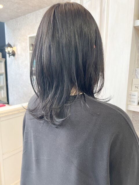福山市美容室Caary春カラー透明感ブルーブラックブルージュ