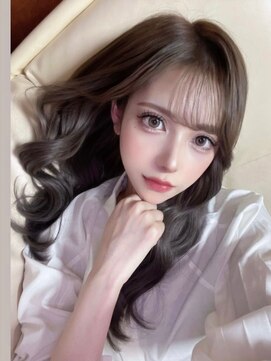 ロムーク 表参道(LOMKH) 夏の小顔ロングレイヤーカット顔周りシールエクステブルーカラー