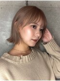 冬カラー冬ショート大人かわいい小顔韓国へア艶感ピンク