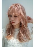ロングレイヤー × ピンクベージュ