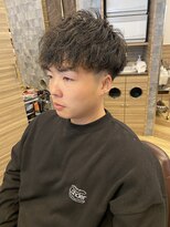 メンズ無造作フェード束感ツイストスパイラルショートストリート