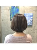 【白髪ぼかし】丸みショート×透明感ベージュ
