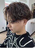 スパイラルパーマ無造作パーマメンズパーマツーブロックフェード