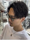 波巻きパーマメンズパーマメンズヘアツーブロックツイストパーマ