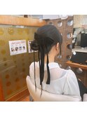 おしゃれ女子のお団子スタイル 編みおろし ヘアセット