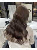 前髪アンブレラカラーこなれミディイメチェンウェーブパーマ