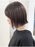 【松戸　松田】切りっぱなしボブ　ピンクブラウン