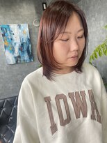 グラック(glac)&nbsp;ミディアム/顔まわりレイヤー/オレンジ/ボルドーカラー