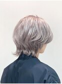 "ショートウルフセンターパートルーズパーマメンズカット "