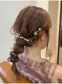 ゆる編みシニヨンポニーアレンジ【河内花園駅】