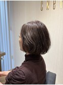 大人ボブ×明るい白髪染め